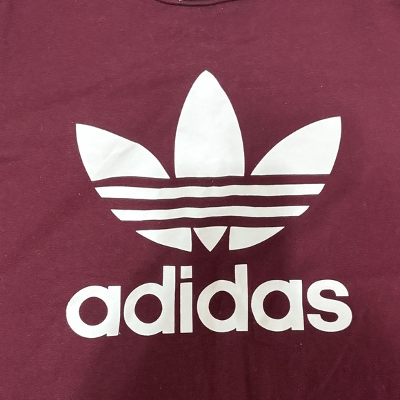 Adidas Burgundy Tee with White Logo - Picture 3 of 3